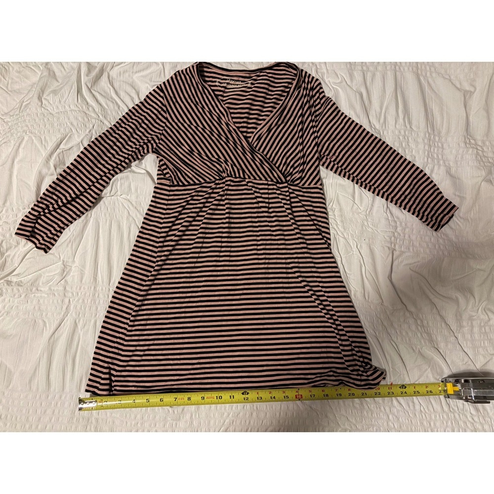 Soma Live Lounge Wear Pink Black Striped V-Neck Empire Waist  S T04-26